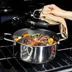 HexClad Hybrid Nonstick 5-Quart Dutch Oven with Stainless Steel Lid, Stay-Cool Handles, Dishwasher-Friendly, Oven-Safe Up to 900°F, Induction Ready, Compatible with All Cooktops