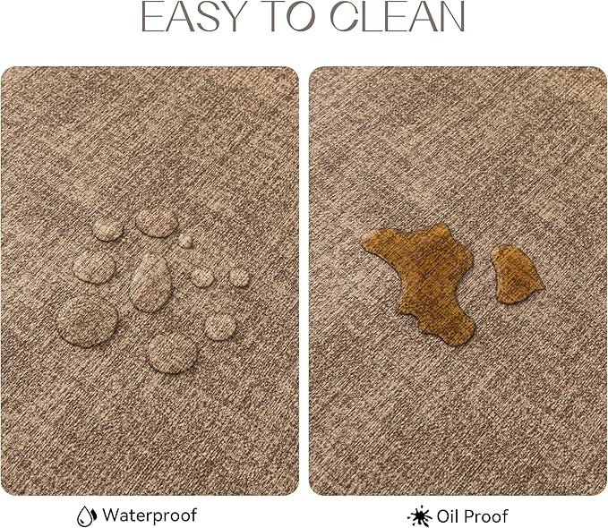 Romanstile Vinyl Placemats Set of 4-12 X 18 Inch - Heat Resistant Place Mats 100% Waterproof Oilproof Wipeable Reversible Faux Leather Table Mats for Kitchen/Dining/Party/Outdoor, Coffee