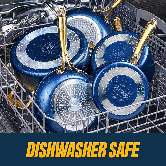 Gotham Steel 15 Pc Ceramic Cookware Set Nonstick, Ceramic Pots and Pans Set Non Stick with Steamer & Cooking Utensils, Non Toxic PFOA PFOS Free, Premium Stay Cool Handles, Oven & Dishwasher Safe