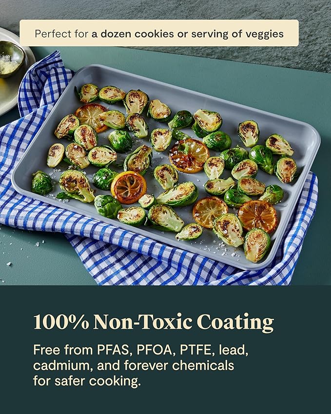 Caraway Non-Stick Ceramic Baking Sheet - Naturally Slick Ceramic Coating - Non-Toxic, PTFE & PFOA Free - Perfect for Baking, Roasting, and More - Medium (15" x 10") - Marigold