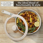 Country Kitchen Cookware Set with Removable Handle, Oven & RV Safe Pots and Pans Set, Cream Diamond, Original