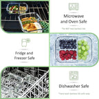 Large Glass Bento Box Containers with Bamboo Lids, 3 Compartment Glass Meal Prep Container Set (2 Pack, XL) - 100% Plastic Free, Eco-Friendly Lunch Containers, Bento Boxes for Adults