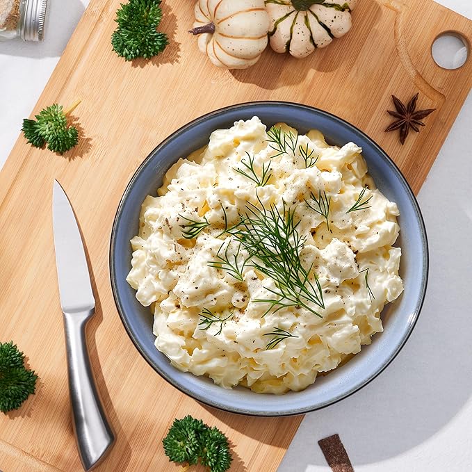 E-far Pasta Bowls Set of 4, 35oz Large Salad Bowls for Serving, Wide and Shallow Ceramic Plates for Kitchen, Double Reactive Glaze, Microwave and Dishwasher Safe, Ocean Blue