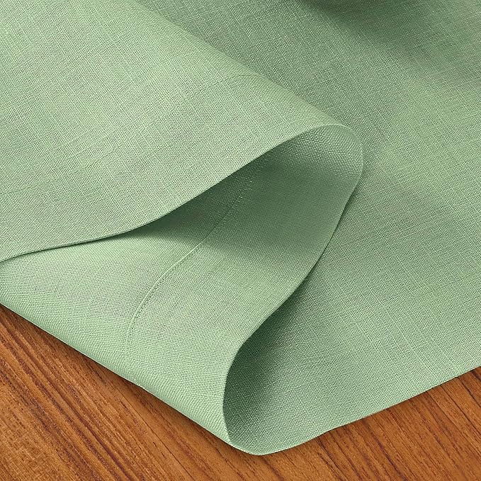 D'Moksha Homes Linen Table Runner 60 Inches - 100% Pure Linen Sage Green Table Runner 14 x 60 Inch for Coffee Tables, Dresser, Summer, Fall and Halloween - Machine Washable