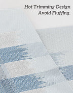 Leetaltree Geometric Print Blue Placemats Set of 8 - Heat Resistant Non-Slip Place mats for Dining Table, Washable Durable PVC Vinyl Woven Table Mats (Geometric Blue, 8)