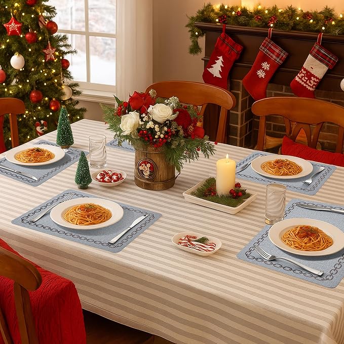 Placemats Set of 6, Heat Resistant & Waterproof Table Mats for Dining, Non Slip Scratch Proof Place Mats for Kitchen, Easy to Clean - Outdoor,Indoor Use（17x12 Inch）