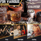 Whiskey Smoker Kit | Cocktail Smoker Kit| Bourbon Smoker Kit| Old Fashioned Smoker Kit with Torch & Glasses, 6 Wood Chips & Gift Box for Smoking Drinks| Whiskey Gift for Men (No Butane Incl.)