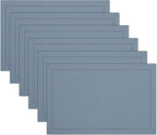 Ruvanti Linen Placemats Set of 6-13x19 Inch, Classic Hemstitch, Heat ‎Resistant Machine Washable Place Mats, Soft & Elegant- Perfect for Christmas, ‎Thanksgiving, Easter, Weddings, Dinner - Grey