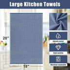 Homaxy Premium Kitchen Towels(18”x 28”, 6 Pack), Large Cotton Kitchen Hand Towels, Flat and Terry Dish Towels, 380 GSM Highly Absorbent Tea Towel Set with Hanging Loop, Navy Blue/Red/Green