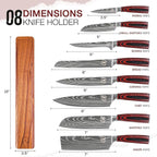 8 PC Chef Knives - High Carbon Stainless Steel Knives With Pakkawood Handles - Magnetic Strip Holder Included - Japanese Knife Set - Home & Professional Chef's Knife Set