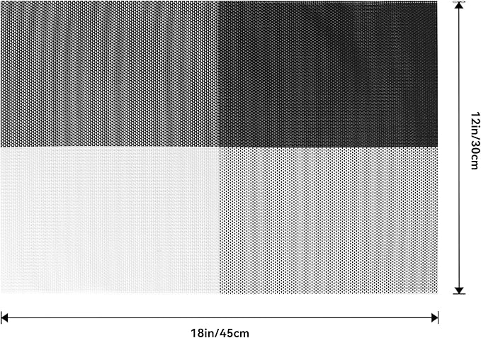 Leetaltree Gray with White Grid Pattern Placemats Set of 6 - Heat Resistant Non-Slip Place mats for Dining Table, Washable Durable PVC Vinyl Woven Table Mats（Grey Grid, 6）