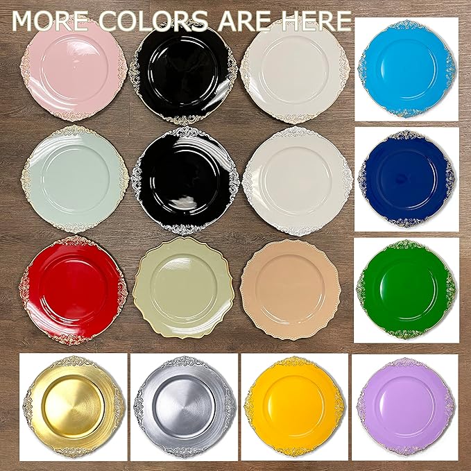 allgala Heavy Quality Round Charger Plates - Chargers for Dinner Plates - Set of Charger Plates for Table Decor - Ideal for Weddings, Thanksgiving Parties & Holidays - Floral Lavender (13-Inch 6-Pack)
