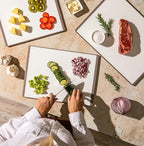 SMIRLY Plastic Cutting Board Set with Holder 3 Pieces, Non-Slip Dishwasher Safe Chopping Boards for Kitchen, Grey & White