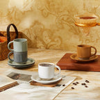 Oak Espresso Cups Set of 4, 3 oz Demitasse Cups, Modern Style, Multi Colors, Microwave & Dishwasher Safe