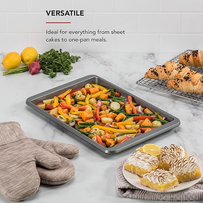 KitchenAid Premium Aluminized Steel Baking Sheet, Nonstick, 10x15 Inch, Contour Silver