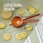 Zulay Kitchen Lemon Squeezer Stainless Steel - Premium Quality, Heavy Duty Solid Metal Squeezer Bowl - Large Manual Citrus Press Juicer and Lime Squeezer Stainless Steel - Rose Gold