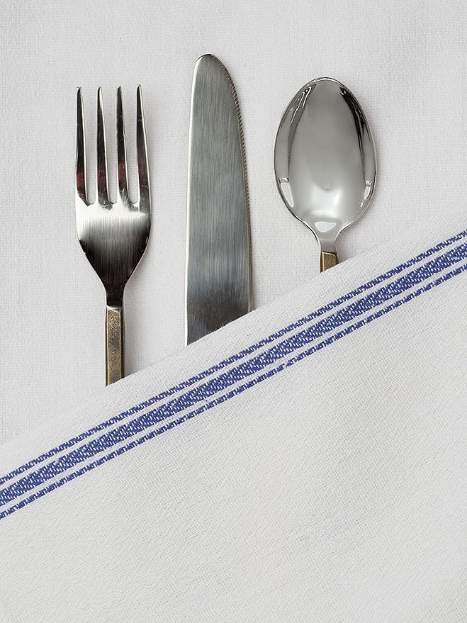 LANE LINEN Kitchen Towels Bulk Set - 100% Pure Cotton Dish Towels for Kitchen, Super Absorbent Kitchen Hand Towel, Blue Tea Towels, Soft & Durable Dish Cloths, Pack of 48 – 15”x25”, Blue Stripe