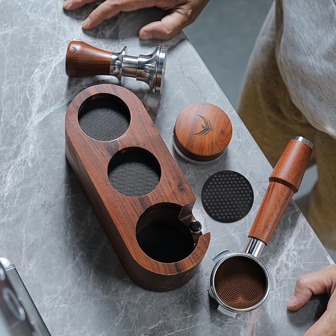 54mm Coffee Tamper Set for Breville Espresso Machines – Includes Tamping Stand, Spring Loaded Tamper, Coffee Distributor, Naked Portafilter, and Puck Screen