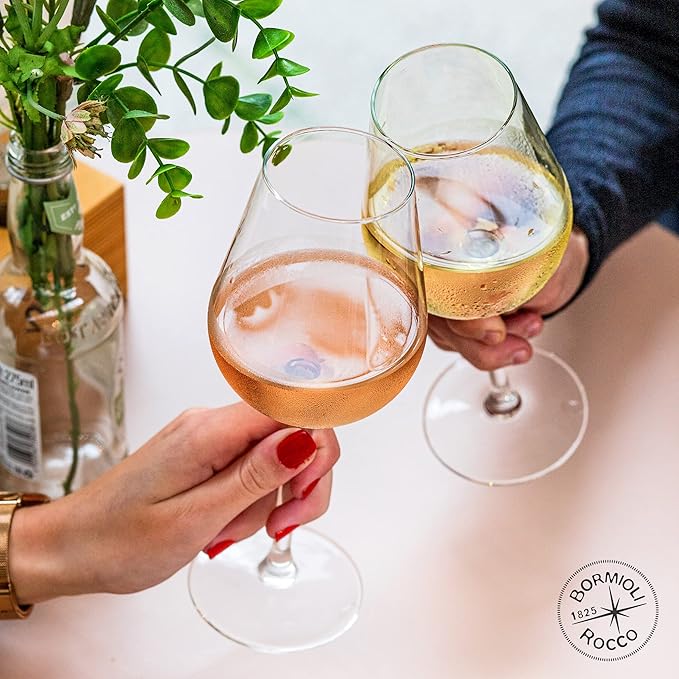 Bormioli Rocco Inalto Tre Sensi Collection Set Of 4 Premium 14.5 Oz. Wine Glasses, Made From Crystal Clear Star Glass, Made In Italy.
