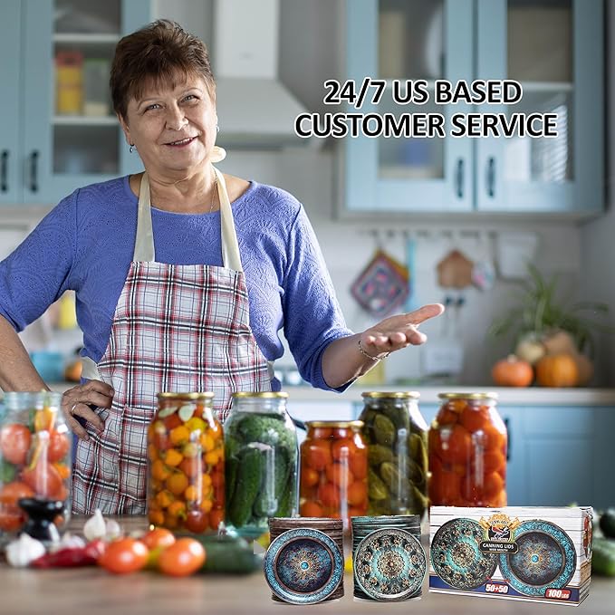 Supa Ant Wide Mouth Canning Lids (100pcs) Decorative Metal Canning Lids Wide Mouth (Royal Worcester) Buckle Proof and Rust Proof - Perfect Fit Can Lid for Mason Jars Canning Supplies