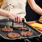 HexClad 8-Piece Griddle Tool Set with Smash-Burger Press, Wide Turner, Long Spatula, 14" Tongs, and 4 Egg Rings, Heat-Resistant to 450ºF, Dishwasher-Safe, Perfect for Our Hybrid Double-Burner Griddle