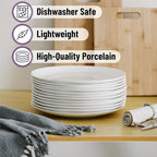 Brew To A Tea White Porcelain Dinner Plates, Set of 6, 10.5 Inch, Classic Style, Porcelain Construction, Dinner Plates