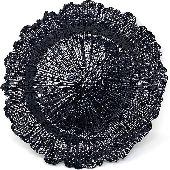 allgala 13-Inch 6-Pack Heavy Quality Round Charger Plates-Reef Black-HD80334