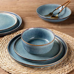 AmorArc Cereal Bowls Set of 6 for Kitchen, 26oz Stoneware Soup Bowls Set for Cereal Soup Meal, Dishwasher &Microwave Safe, Ceylon Blue
