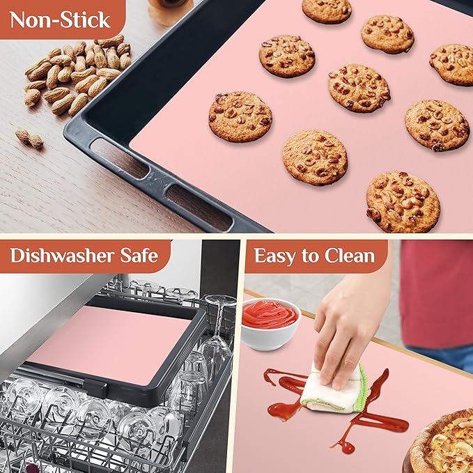 Silicone Baking Mat, 12 IN x 10 FT Free Cutting Baking Sheet, Non-Stick Reusable Dough & Pastry Mat, Non-Slip Silicone Mat Roll for Air Fryer Liner, Freeze Dryer, Oven Baking Pan, Kitchen Counter