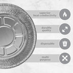 20Plasticpro 7'' Inch Round Tin Foil Pans Disposable Aluminum, Freezer & Oven Safe - For Baking, Cooking, Storage, Roasting, & Reheating, Pack of 20
