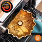 NutriChef 9-Inch Cake Pan, Thick and Heavy Cast Aluminum Cake Molds with 2 Layers of Nonstick Coating - Bloom Flower Design for Uniform Baking Up To 500 Degrees - Easy to Clean, Gold