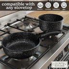 Country Kitchen Cookware Set with Removable Handle, Oven & RV Safe Pots and Pans Set, Black, Original