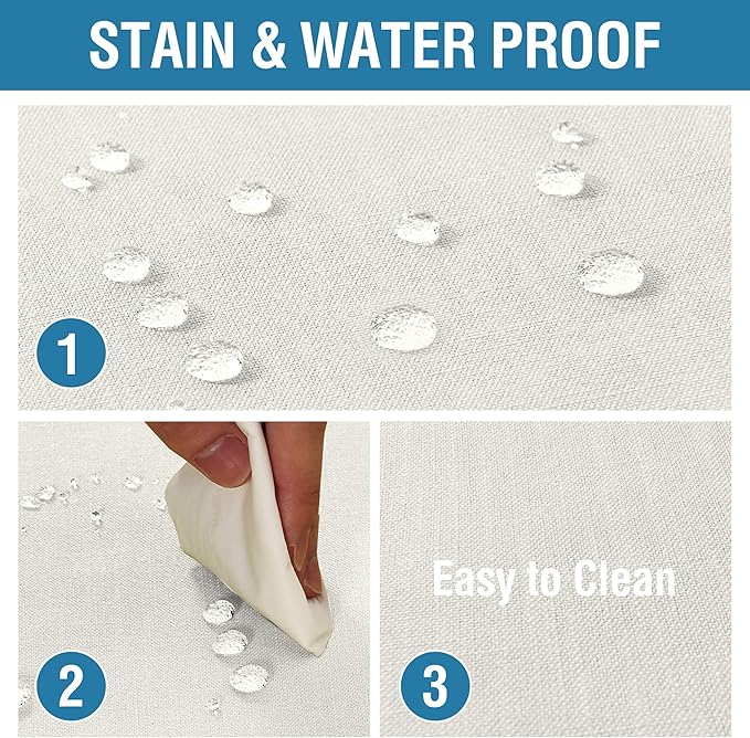 H.VERSAILTEX Linen Textured Table Cloths 54 x 80 Inch Premium Solid Tablecloth Spill-Proof Waterproof Table Cover for Dining Buffet Feature Extra Soft and Thick Fabric Wrinkle Free, Ivory