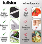 Fullstar Mandoline Slicer for Kitchen, Fruit Cutter, Cheese Grater, Cucumber Slicer, Veggie Spiralizer, Food Cutter & Kitchen Gadgets with Safety Glove (6 in 1, White)