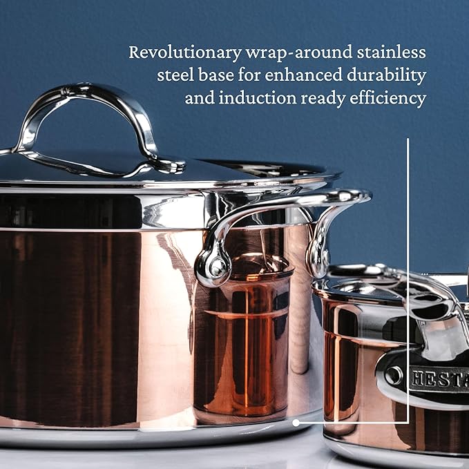 Hestan - CopperBond Collection - 100% Pure Copper Stock Pot, Induction Cooktop Compatible, 6 Quart