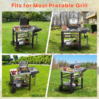 Outdoor Grill Table with Sink, Pizza Oven Cart with Drawer & Wheels, Movable 3 Shelf Food Prep Table for Ninja Woodfire, Blackstone Griddle Stand, Ooni Pizza Oven, Cuisinart, Cooking Station
