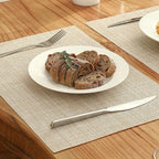 Leetaltree Beige Placemats Set of 6 - Heat Resistant Non-Slip Place mats for Dining Table, Washable Durable PVC Vinyl Woven Table Mats（Beige, 6）