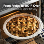 Deep Dish Pie Pan with Lid, 11 inch Ceramic Pie Dish, Round Baking Dish for Apple, Quiche, Pot Pies, Tart, etc, Microwave, Dishwasher, and Oven Safe