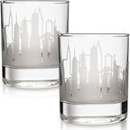 Greenline Goods Skyline Etched New York City Whiskey Glasses Gift (Set of 2) | Old Fashioned Tumbler – For New York City Lovers
