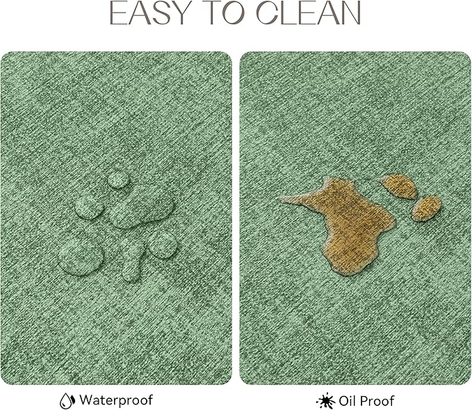 Romanstile Vinyl Placemats Set of 6-12 X 18 Inch - Heat Resistant Place Mats 100% Waterproof Oilproof Wipeable Reversible Faux Leather Table Mats for Kitchen/Dining/Party/Outdoor, Dark Green