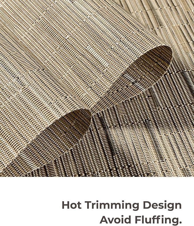 Leetaltree Light Brown Placemats Set of 4 - Heat Resistant Non-Slip Place mats for Dining Table, Washable Durable PVC Vinyl Woven Table Mats（Light Brown, 4）