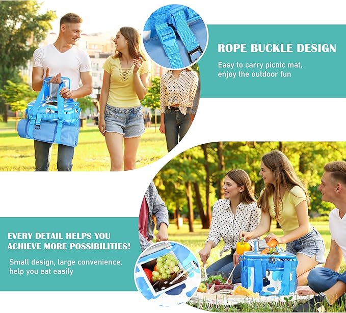 Tirrinia Large Insulated Cooler Bag - Outdoor Leakproof Cooler Box for Women & Men - Portable Freezer Bag with Adjustable Shoulder Strap for Camping, Picnic, Golf, Beach