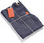 Caldo Linen Kitchen Apron for Cooking- Mens and Womens Linen Bib Apron for Professional Chef, Server, or Barista- Adjustable with Pockets (Navy)