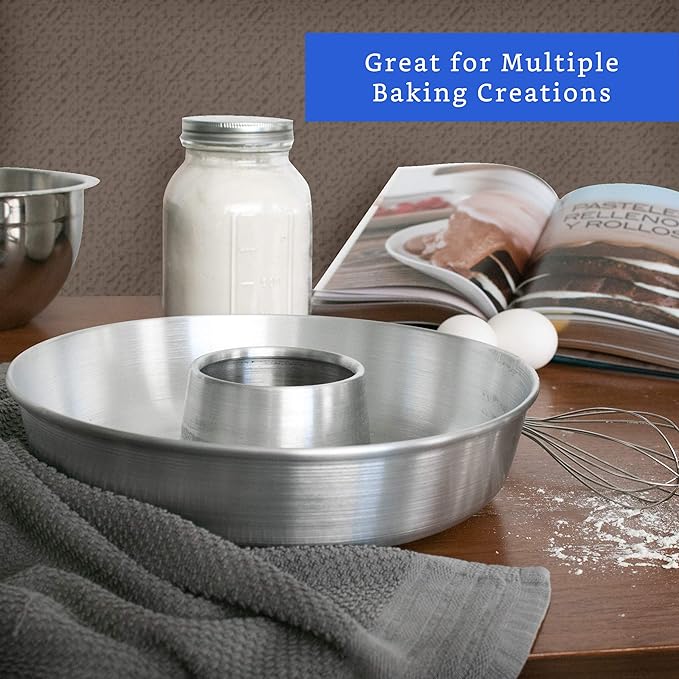 Aluminum Ring Cake Pan (8 in) - Ring Mold Pan - Fluted Tube Pans for Baking Pound Cake - Flan Molds for Baking - Molde para Flan - Molde para Chocoflan - Moldes para Pasteles