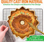 NutriChef 9-Inch Cake Pan, Thick and Heavy Cast Aluminum Cake Molds with 2 Layers of Nonstick Coating - Bloom Flower Design for Uniform Baking Up To 500 Degrees - Easy to Clean, Gold