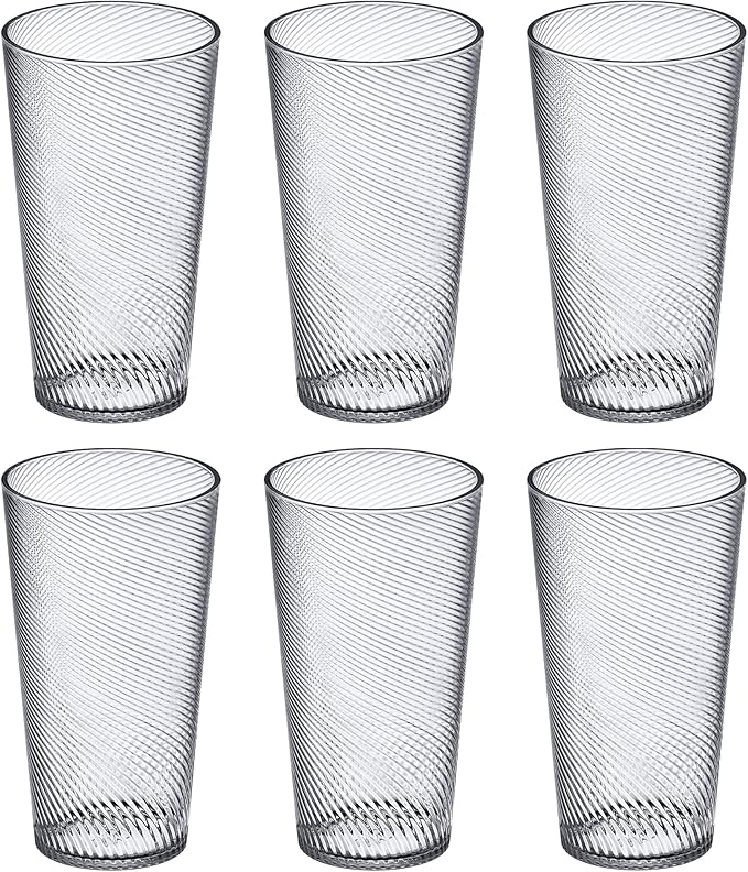 Amazing Abby Breeze - 30-Ounce Plastic Tumblers (Set of 6), All-Clear Reusable Cups, Stackable, BPA-Free, Shatter-Proof, Dishwasher-Safe