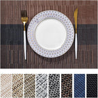 LEXMORE Placemats Set of 8 Vinyl/Plastic Woven Place Mats for Kitchen Table Indoor/Outdoor Washable Placemat Wipeable Dining Table Mats(Ombre Brown Black)