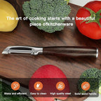 Premium I Type 304 Stainless Steel Multifunctional Kitchen Peeler Real Wood Handle Ultra Sharp Blade Vegetable Potato Apple(Carbonized Wood)