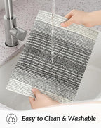 Leetaltree Black with White Woven Placemats Set of 6 - Heat Resistant Non-Slip Place mats for Dining Table, Washable Durable PVC Vinyl Woven Table Mats(Black with White, 6)