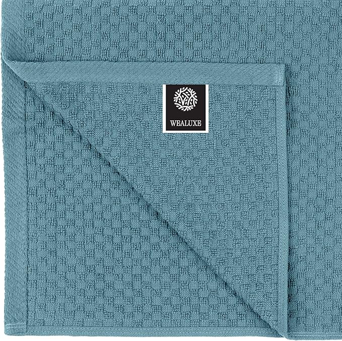 Super Absorbent Kitchen Towels 12 Pack - Premium 100% Cotton Kitchen Towels, 450GSM Thick Machine Washable Aqua Dish Towels for Kitchen Drying, Cleaning, Dobby Weave, Unmatched Quality